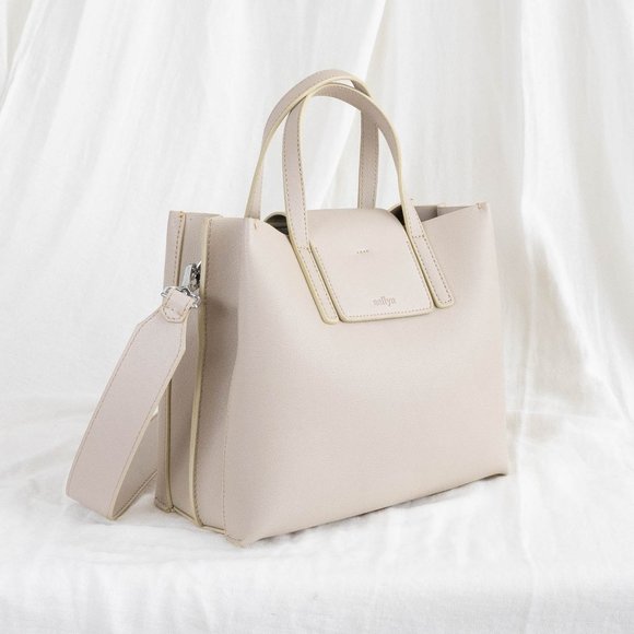 😍The Stella Genuine Leather Satchel Bag - Cream - Picture 4 of 14